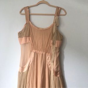 Philosophy Alberta Ferretti sheer silk sleeveless chiffon maxi gown nude peach